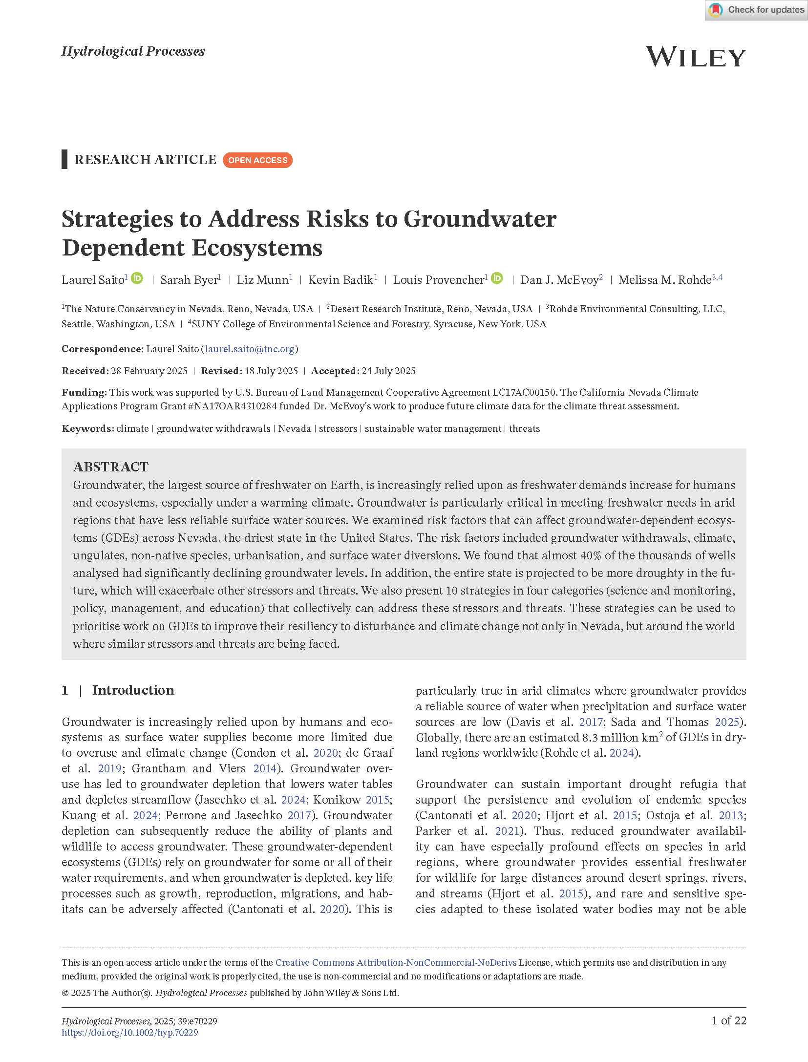 Strategies to address risks to GDEs